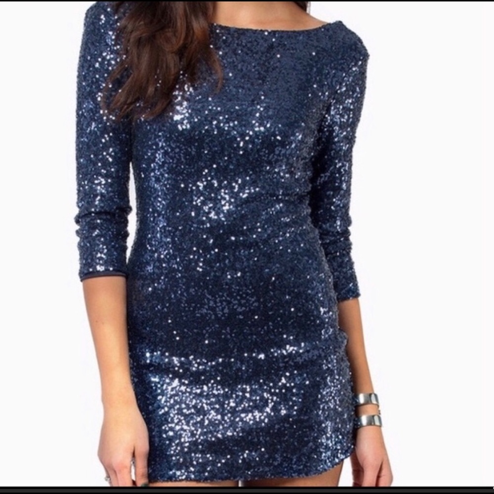 Tobi new never worn blue sequin dress.